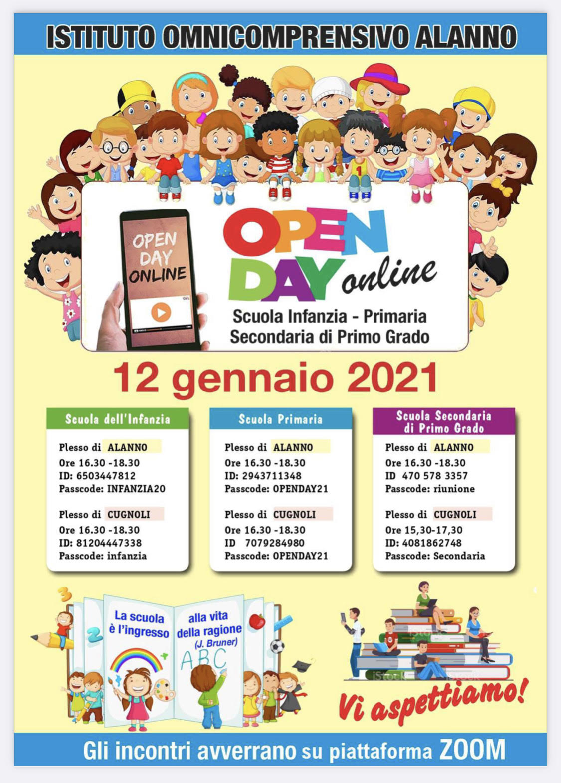 Open Day - Scuole di Cugnoli - 12 gennaio 2021